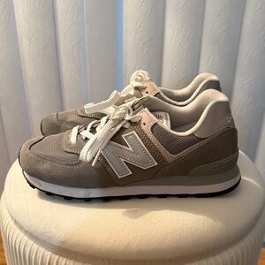 New Balance Tan and White Sneakers